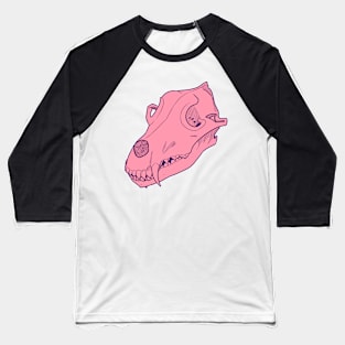 Pink Wolf Skull Baseball T-Shirt